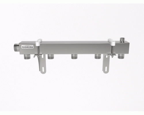 Распределительный коллектор DMSS-32-25x5 (нерж., магистральное подкл. G 1¼˝, 5 контуров G 1˝, PN10)