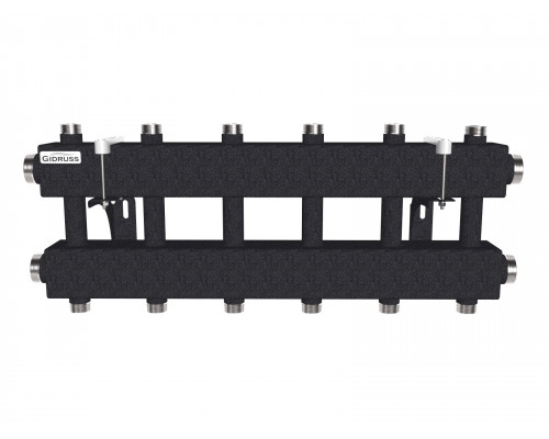 Модульный коллектор MK-150-6DUx25 (до 150 кВт, 2 магистр. подкл. G 1½″, 3 контура G 1″ вверх и 3 вниз)